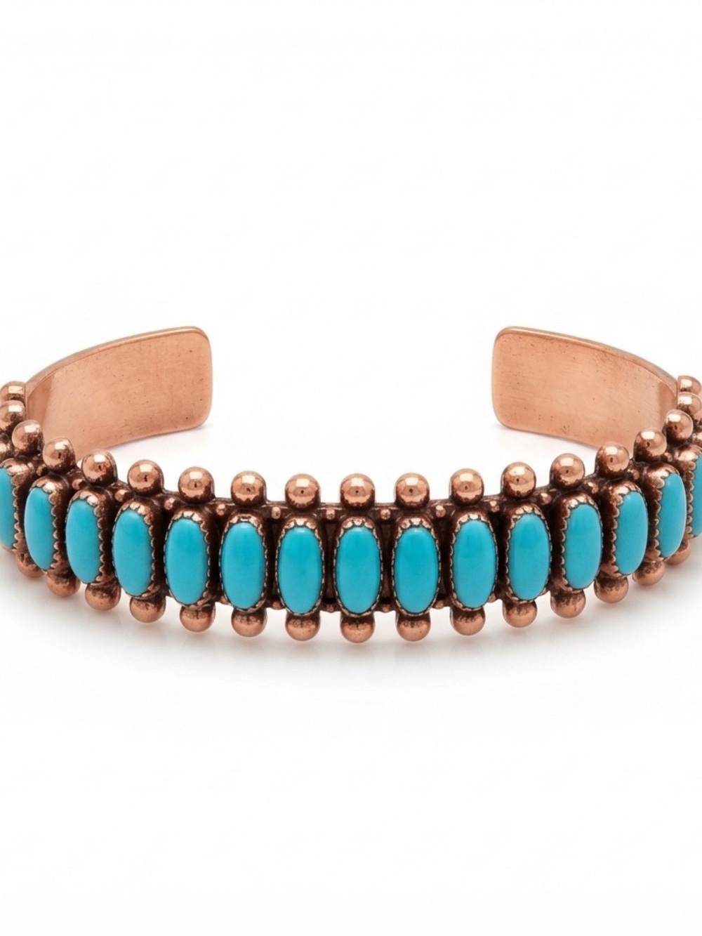 Vintage Native American Zuni Turquoise Copper Cuff Bracelet 6” can be expanded
